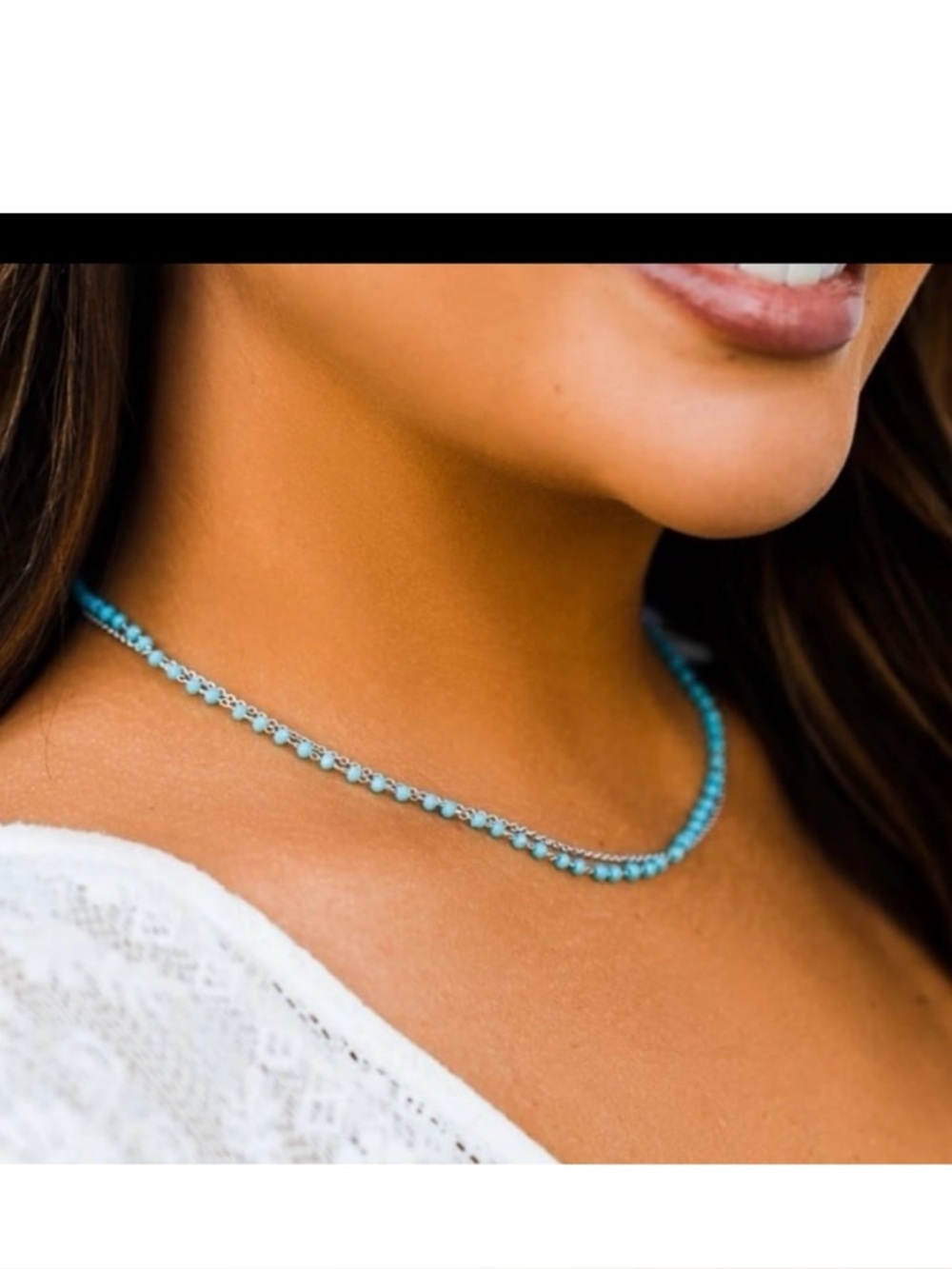Pura Vida Aqua Beaded Necklace - Picture 4 of 4